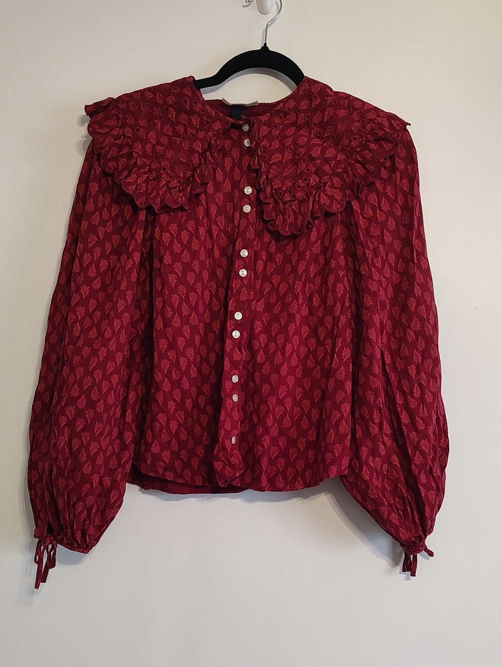 Universal Thread Ruffle Collar Button-Down Blouse